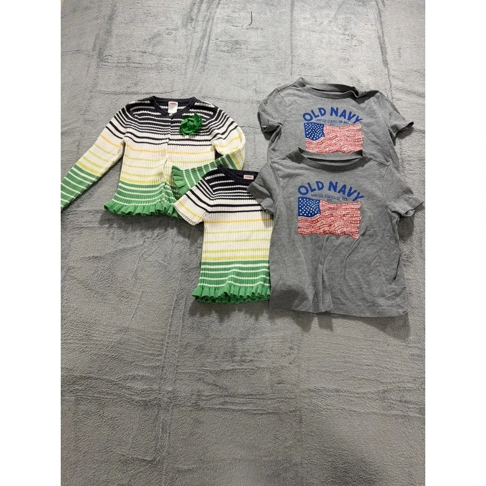 Gymboree Old Navy Girls Bundle Size 5 Cardigan Top T-Shirt 4pc Lot Striped Flag